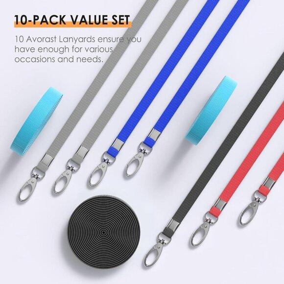 10 Pack Lanyards for ID Badges, Cruise Ship Cards, Keys, Keychain, Long-lasting - Picture 6 of 7